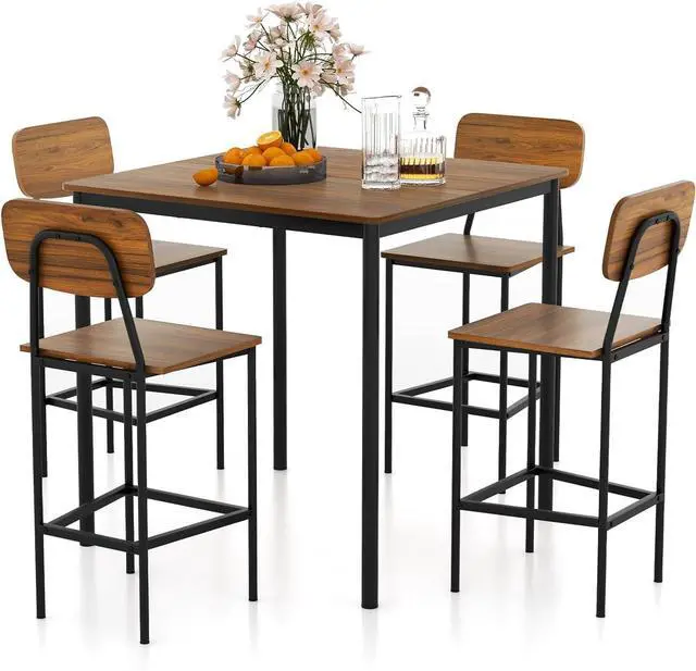 Main image of Bar Height Table and Chairs, Counter-Height Dining Table Set, Pub Table and Chairs Set of 4, Space-Saving Dinette Set for Breakfast Nook