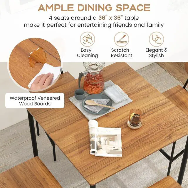 Alt view image 5 of 6 - Bar Height Table and Chairs, Counter-Height Dining Table Set, Pub Table and Chairs Set of 4, Space-Saving Dinette Set for Breakfast Nook