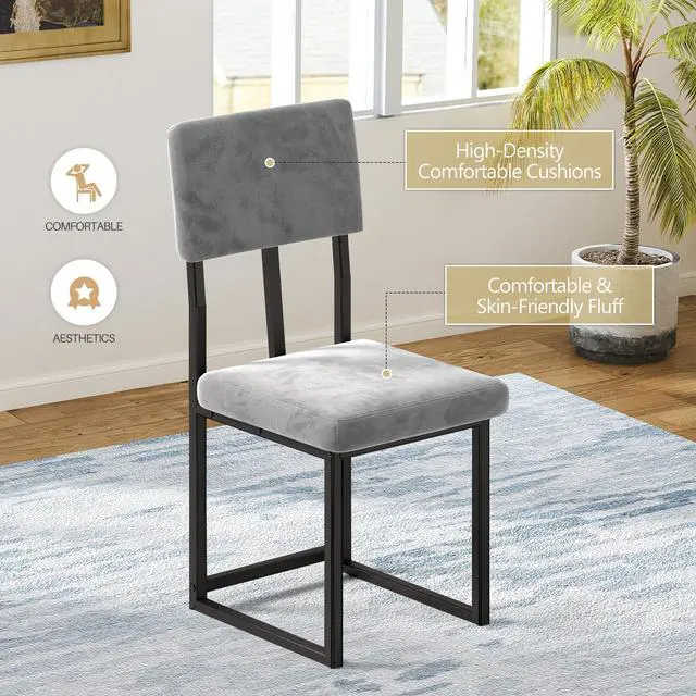 Alt view image 5 of 6 - 5-Piece Dining Table Set for 4, Modern Faux 47.24" Marble Kitchen Table with 4 Velvet Chairs, Stylish Small Dining Table Set for Apartments & Small Spaces