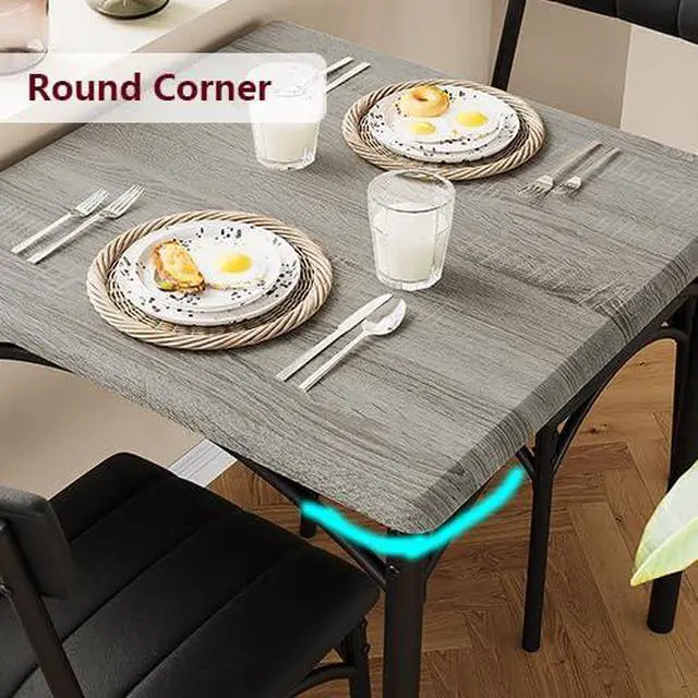 Alt view image 6 of 6 - Dining Table Set for 2, Kitchen Table and Chairs for 2 with Upholstered Chairs, 3 Piece Dining Room Table Set, Square Kitchen Table Set for Small Space, Apartment, Studio, Rustic Gray