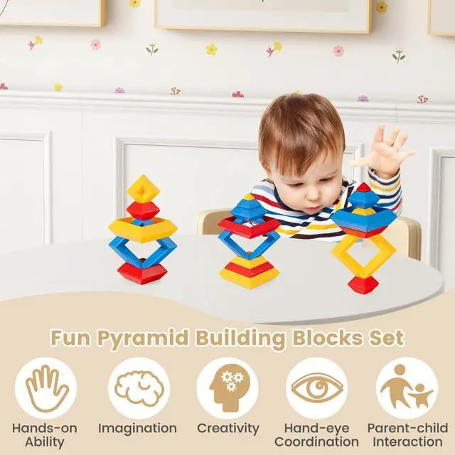 Alt view image 5 of 6 - Kids Table and Chair Set, Bentwood Toddler Round Table and 4 Chairs for Craft Art, Building Block, 5-Piece Children Furniture Set for Daycare, Kindergarten, Playroom (Colorful)
