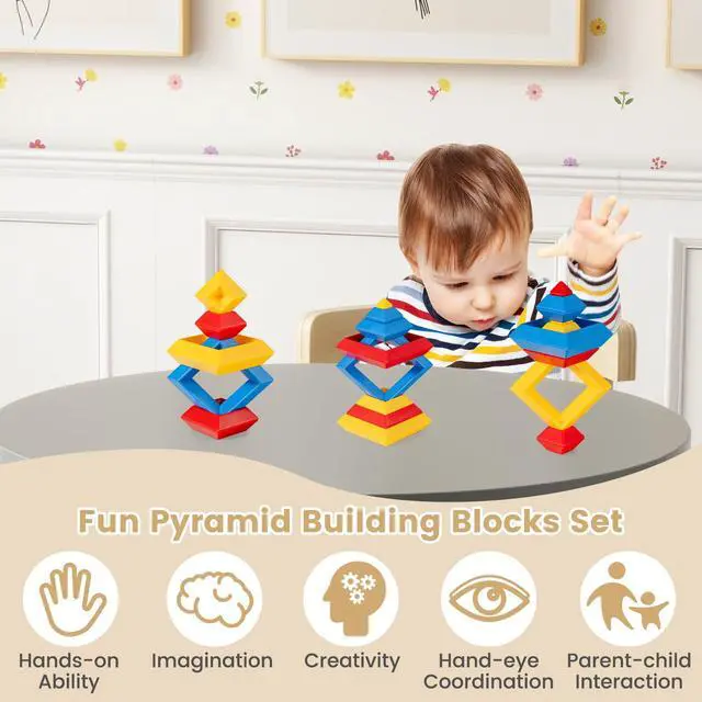 Alt view image 5 of 6 - Kids Table and Chair Set, Bentwood Toddler Round Table and 4 Chairs for Craft Art, Building Block, 5-Piece Children Furniture Set for Daycare, Kindergarten, Playroom (Gray)