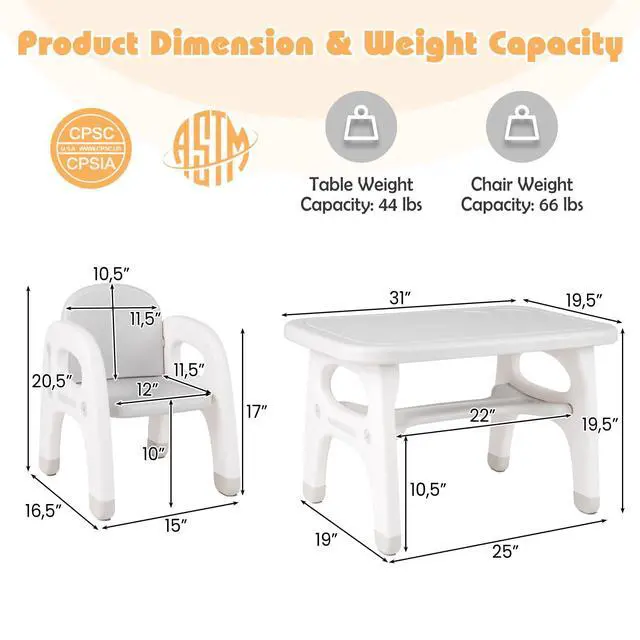Alt view image 6 of 6 - Toddler Table and Chair Set, Cute Activity Table with Storage and Building Blocks, Dinosaur Shaped Armchair, Kids Table and Chair Set for Eating Reading Playing, Gift for Boys Girls (Grey)