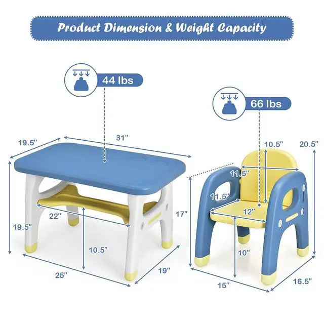 Alt view image 6 of 6 - Toddler Table and Chair Set, Cute Activity Table with Storage and Building Blocks, Dinosaur Shaped Armchair, Kids Table and Chair Set for Eating Reading Playing, Gift for Boys Girls (Blue)