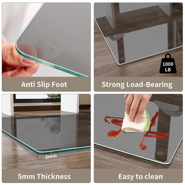 Alt view image 3 of 6 - 36"x46" Tempered Glass Desk Chair Mat for Carpet, Glass Office Chair Mat - 5mm Thickness, Smooth Rolling, Scratch-Resistant, Clear Protective Mat for Hardwood Floors & Carpets, Grey