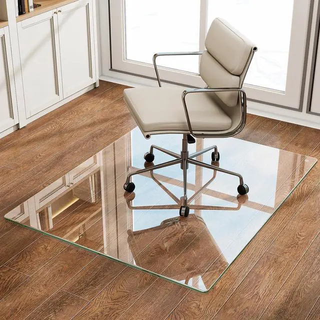 Main image of 32"x54" Tempered Glass Desk Chair Mat for Carpet, Glass Office Chair Mat - 5mm Thickness, Smooth Rolling, Scratch-Resistant, Clear Protective Mat for Hardwood Floors & Carpets