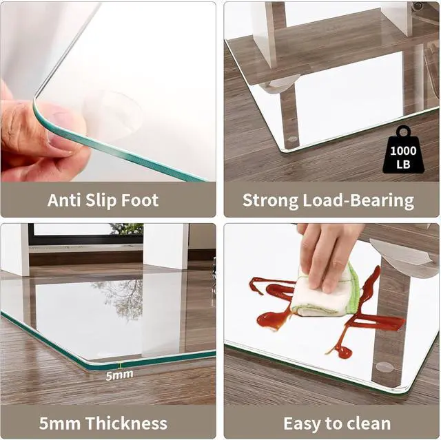 Alt view image 5 of 5 - 32"x54" Tempered Glass Desk Chair Mat for Carpet, Glass Office Chair Mat - 5mm Thickness, Smooth Rolling, Scratch-Resistant, Clear Protective Mat for Hardwood Floors & Carpets
