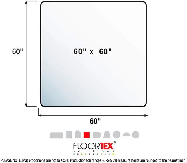 Alt view image 5 of 6 - Polycarbonate XXL Office Mat 60" x 60" for Hard Floors, Clear (FR1215015019ER)