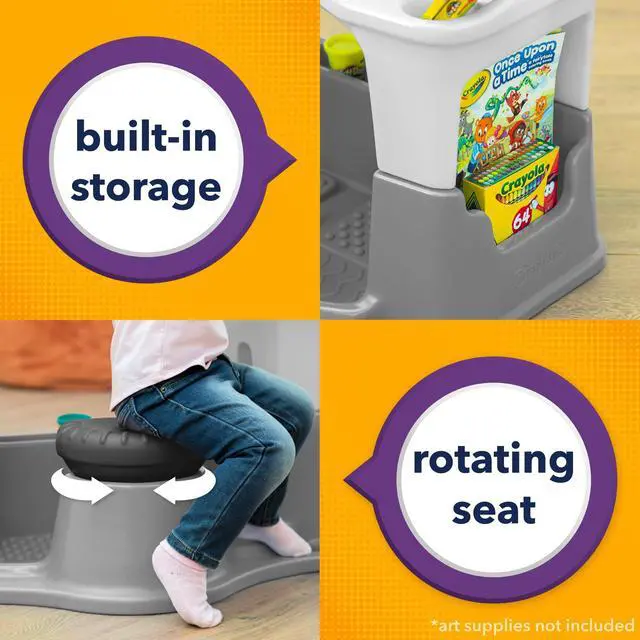 Alt view image 4 of 6 - Creative Kids Art Desk Table and Chair Set with Attached Desk Chair, Full Floor and Art Storage
