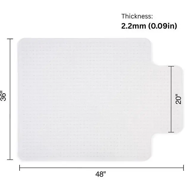 Alt view image 4 of 6 - Low Pile Carpet Office Mat Chair Mat | Clear, Traditional Lip (36" x 48")
