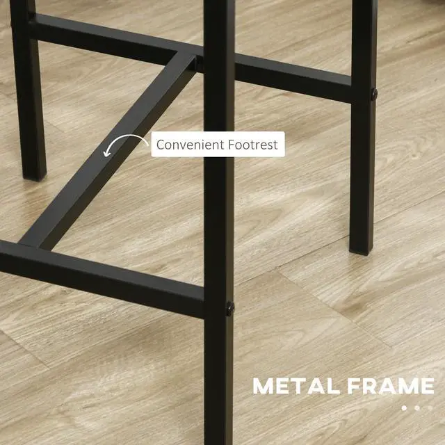 Alt view image 4 of 6 - 3 Piece Bar Table and Chairs for 2, Counter Height, Industrial, Gray | Dining Table Set, Kitchen Table with Bar stools, Breakfast Table Set for Small Space