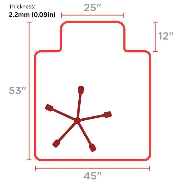 Alt view image 2 of 6 - Low and Medium Pile Carpet Office Mat Chair Mat | Traditional Lip (45" x 53")