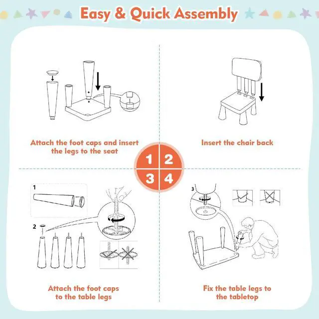 Alt view image 4 of 6 - Kids Table and Chairs, 3-Piece Children Activity Table for Drawing, Reading, Art Craft and Snack Time, Lightweight Plastic Toddler Table and Chair Set for Playroom, Daycare, Kindergarten (Pink)