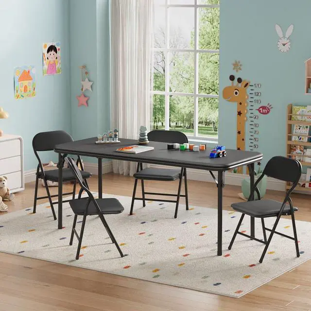 Main image of 5 Piece Boys Girls Folding Table and Chairs Set, Activity Table and Chairs Set for Dining Room,Daycare,Classrooms