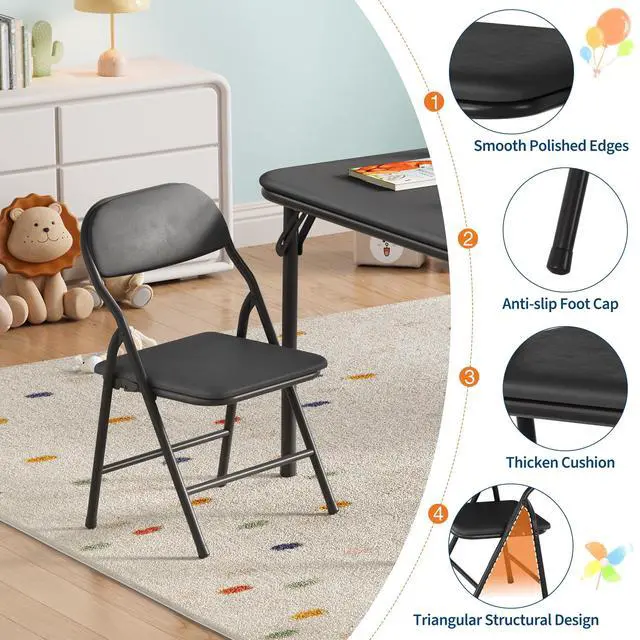 Alt view image 5 of 6 - 5 Piece Boys Girls Folding Table and Chairs Set, Activity Table and Chairs Set for Dining Room,Daycare,Classrooms