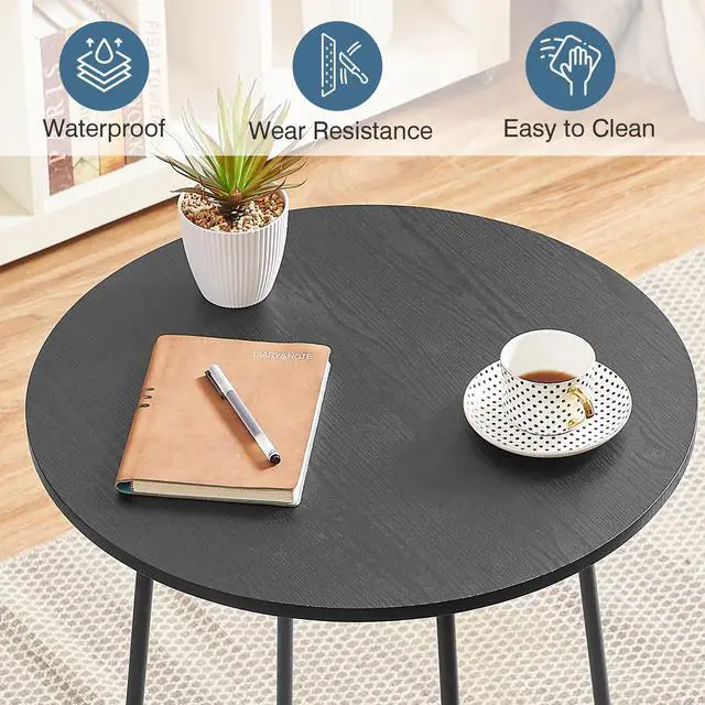 Alt view image 5 of 6 - 3 Piece Pub Table and Chairs Sets Counter Height Bistro Bar Sets with 2 Barstools for Kitchen Breakfast Nook, Small Space, Apartment, Breakfast Dinner Restaurant, Black