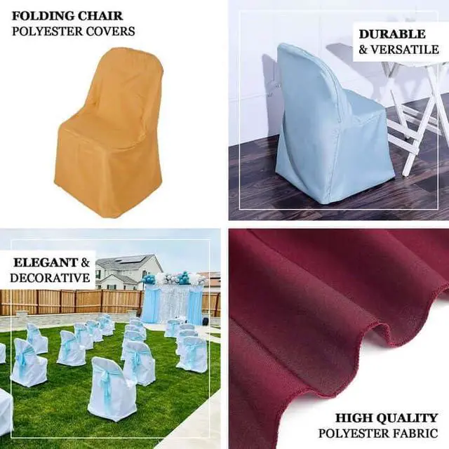 Alt view image 3 of 6 - Efavormart 40 PCS White Linen Polyester Folding Chair Cover Dinning Chair Slipcover for Wedding Party Event Banquet Catering