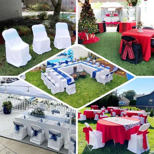Alt view image 4 of 6 - Efavormart 40 PCS White Linen Polyester Folding Chair Cover Dinning Chair Slipcover for Wedding Party Event Banquet Catering