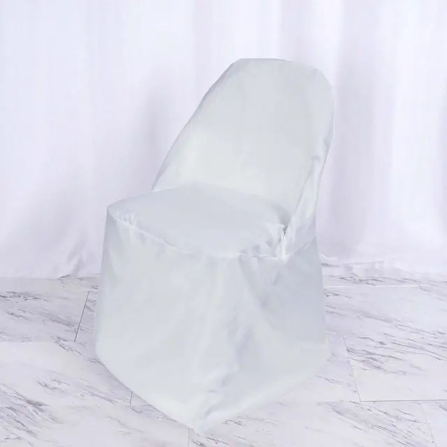 Alt view image 5 of 6 - Efavormart 40 PCS White Linen Polyester Folding Chair Cover Dinning Chair Slipcover for Wedding Party Event Banquet Catering