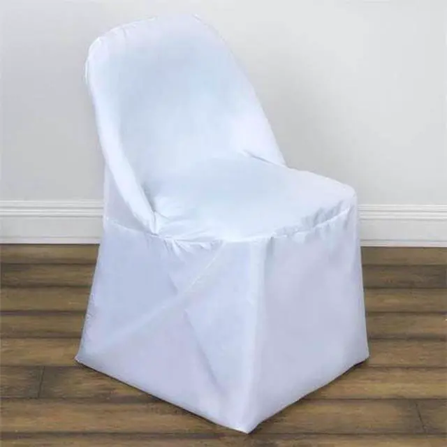 Alt view image 6 of 6 - Efavormart 40 PCS White Linen Polyester Folding Chair Cover Dinning Chair Slipcover for Wedding Party Event Banquet Catering