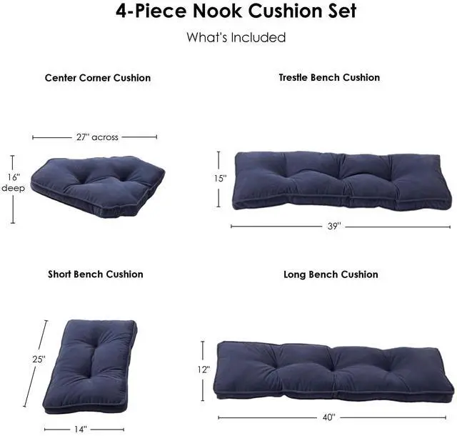 Alt view image 6 of 6 - Hyatt 4-Piece Kitchen Nook Polyester Cushion Set, Cobalt