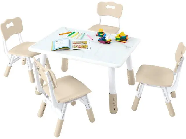 Main image of Toddler Table and Chair Set for Ages 3-8, Adjustable Kids Table and Chairs for Reading,Drawing, Eating, Children Activity Table with Graffiti Tabletop for Daycare/Classroom/Home/Preschool