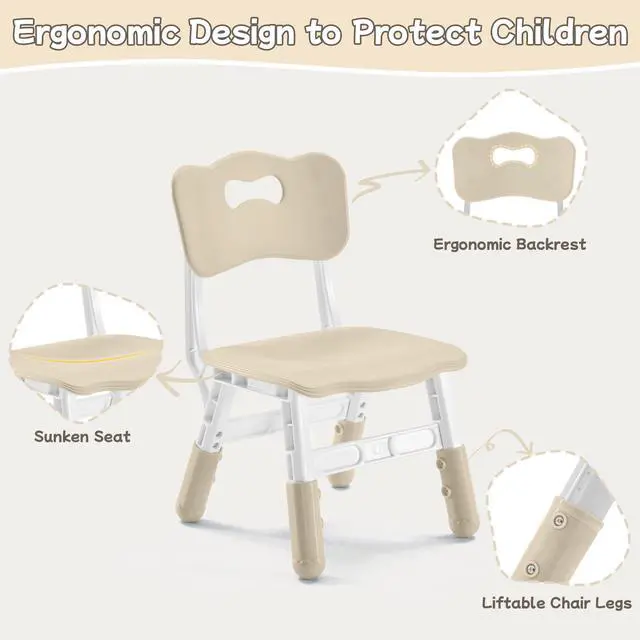 Alt view image 6 of 6 - Toddler Table and Chair Set for Ages 3-8, Adjustable Kids Table and Chairs for Reading,Drawing, Eating, Children Activity Table with Graffiti Tabletop for Daycare/Classroom/Home/Preschool