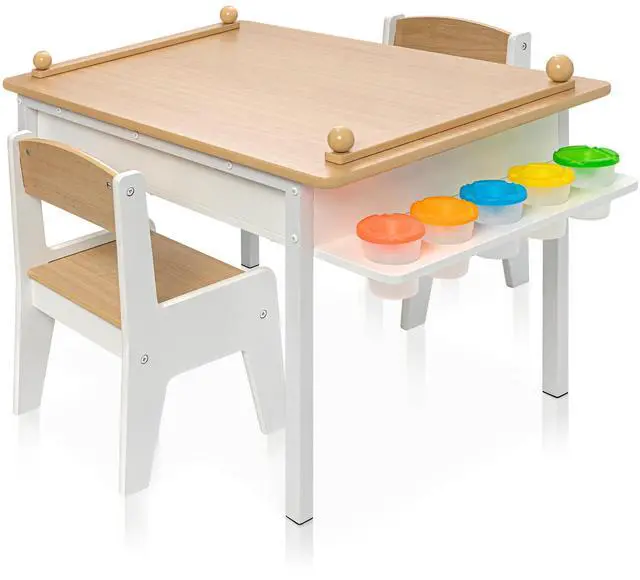 Main image of 2-in-1 Kids Art Table and Chair Set Activity Table with Storage, Easel Transformation - 5 Paint Cups, and Paper Roll for Endless Creativity