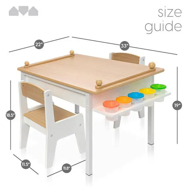 Alt view image 3 of 6 - 2-in-1 Kids Art Table and Chair Set Activity Table with Storage, Easel Transformation - 5 Paint Cups, and Paper Roll for Endless Creativity