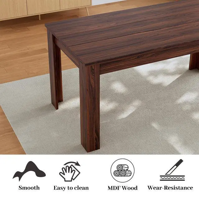 Alt view image 2 of 4 - 62.9" Wooden Dining Table, Modern Kitchen Table for 4-6 Person, Thickened MDF Dining Room Table for Dining Room, Kitchen, Living Room, Office