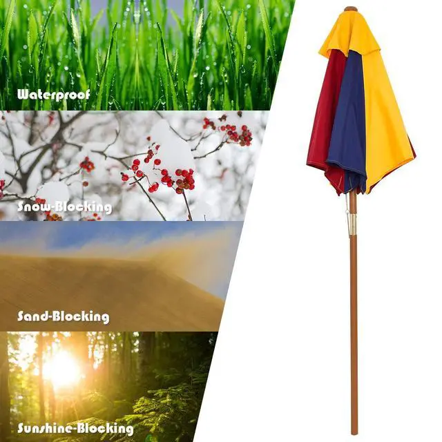 Alt view image 4 of 6 - Kids Picnic Table, Toddler Wooden Outdoor Table and Bench Set with Foldable & Removable Umbrella, Kids Picnic Tables for Outdoors Backyard, Gift for Boys Girls(Colorful)