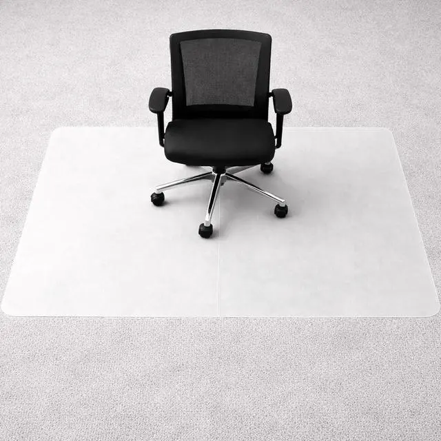 Alt view image 3 of 6 - Polypropylene Foldable Chair Mat for Low Pile Carpets and Carpet Tiles (up to 1/4" Thick), 45" x 53" White Office Carpet Protector, Rectangular, Eco-Friendly, Multiple Sizes