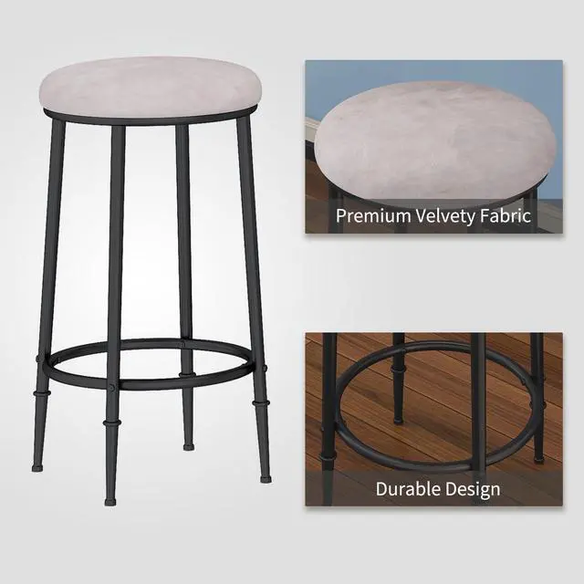 Alt view image 5 of 6 - Bar Table Set for 3, 4 Piece Console Table with 3 Stools, Counter Height Kitchen Table Set with 3 Chairs for Breakfast Nook, Living Room and Apartment (White & Black)