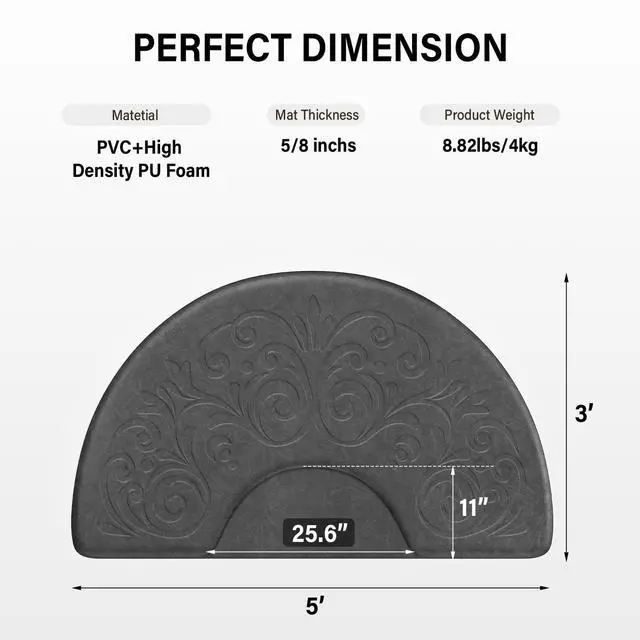 Alt view image 2 of 6 - 5/8'' Thick Salon Anti Fatigue Mat for Hairstylist Standing, 3'x5' Barber Floor Matt Under Styling Chair, Salon Chair Mat, Anti-Slip Easy Cleaning