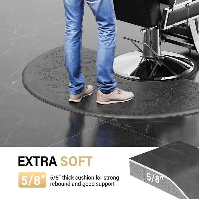 Alt view image 3 of 6 - 5/8'' Thick Salon Anti Fatigue Mat for Hairstylist Standing, 3'x5' Barber Floor Matt Under Styling Chair, Salon Chair Mat, Anti-Slip Easy Cleaning