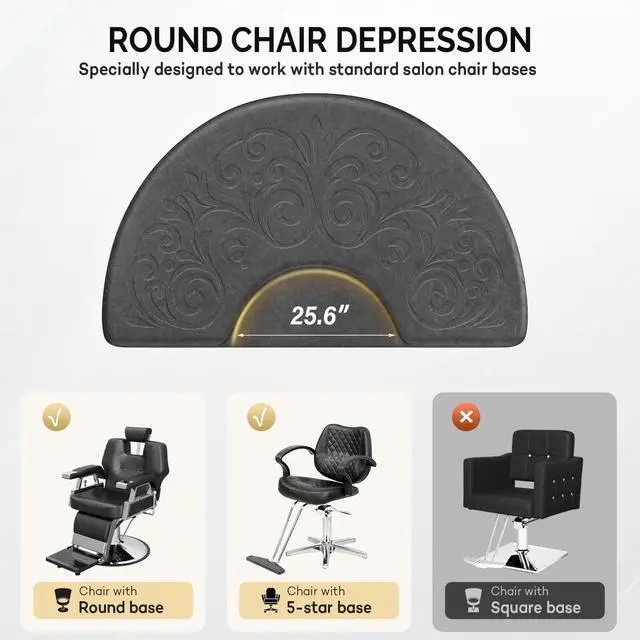 Alt view image 6 of 6 - 5/8'' Thick Salon Anti Fatigue Mat for Hairstylist Standing, 3'x5' Barber Floor Matt Under Styling Chair, Salon Chair Mat, Anti-Slip Easy Cleaning