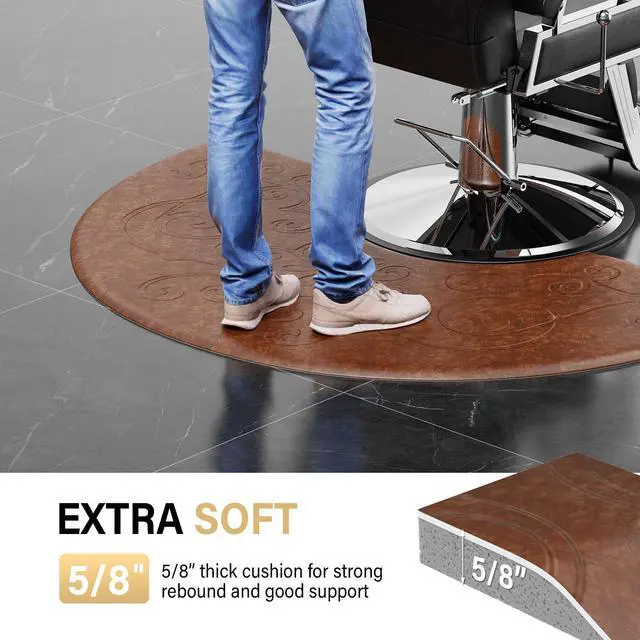 Alt view image 3 of 6 - 5/8'' Thick Salon Anti Fatigue Mat for Hairstylist Standing, 3'x5' Barber Floor Matt Under Styling Chair, Salon Chair Mat, Anti-Slip Easy Cleaning