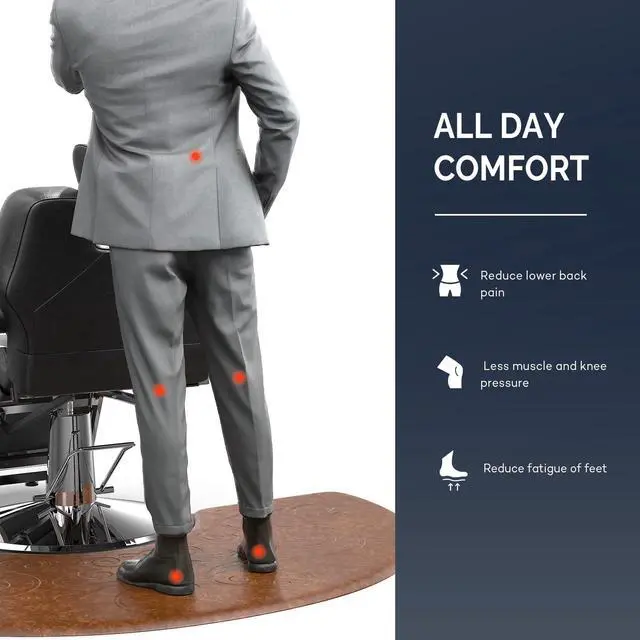 Alt view image 4 of 6 - 5/8'' Thick Salon Anti Fatigue Mat for Hairstylist Standing, 3'x5' Barber Floor Matt Under Styling Chair, Salon Chair Mat, Anti-Slip Easy Cleaning