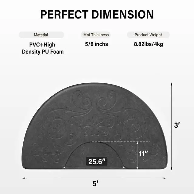 Alt view image 2 of 6 - 5/8'' Thick Salon Anti Fatigue Mat for Hairstylist Standing, 3'x5' Barber Floor Matt Under Styling Chair, Salon Chair Mat, Anti-Slip Easy Cleaning