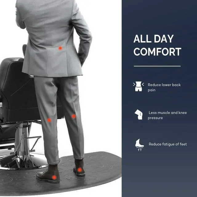 Alt view image 4 of 6 - 5/8'' Thick Salon Anti Fatigue Mat for Hairstylist Standing, 3'x5' Barber Floor Matt Under Styling Chair, Salon Chair Mat, Anti-Slip Easy Cleaning