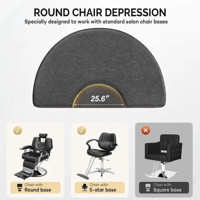 Alt view image 6 of 6 - 5/8'' Thick Salon Anti Fatigue Mat for Hairstylist Standing, 3'x5' Barber Floor Matt Under Styling Chair, Salon Chair Mat, Anti-Slip Easy Cleaning