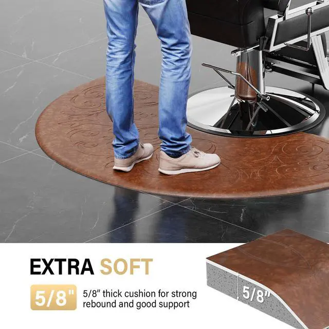 Alt view image 3 of 6 - 5/8'' Thick Salon Anti Fatigue Mat for Hairstylist Standing, 3'x5' Barber Floor Matt Under Styling Chair, Salon Chair Mat, Anti-Slip Easy Cleaning