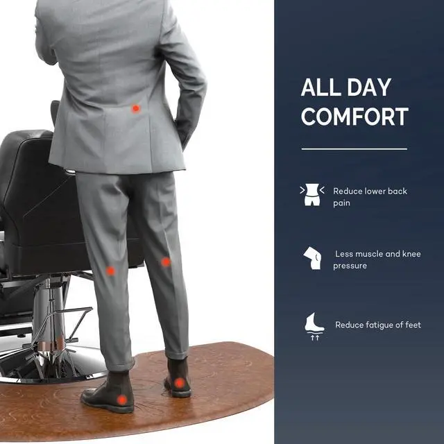 Alt view image 4 of 6 - 5/8'' Thick Salon Anti Fatigue Mat for Hairstylist Standing, 3'x5' Barber Floor Matt Under Styling Chair, Salon Chair Mat, Anti-Slip Easy Cleaning