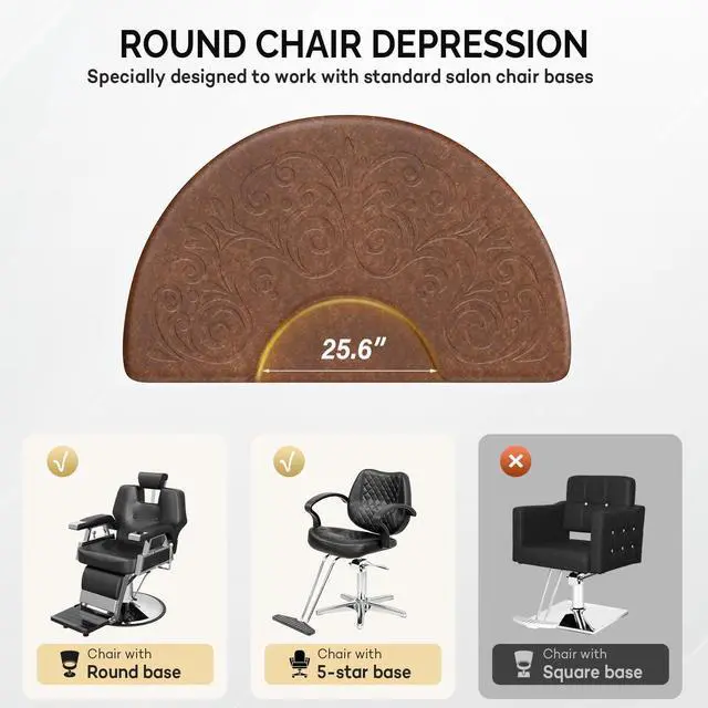 Alt view image 6 of 6 - 5/8'' Thick Salon Anti Fatigue Mat for Hairstylist Standing, 3'x5' Barber Floor Matt Under Styling Chair, Salon Chair Mat, Anti-Slip Easy Cleaning