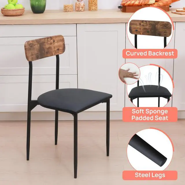 Alt view image 4 of 6 - Round Dining Table Set for 2, 3-Piece Wood Tabletop Samill Kitchen Table and Chairs with Strong Metal Frame, Modern Dinette with Chairs for Small Spaces Living Room (Brown)