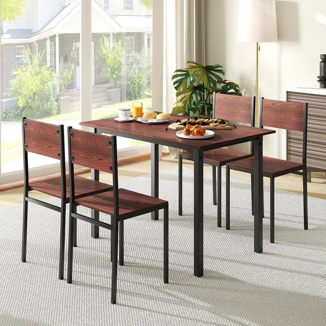 Main image of Dining Table Set for 4, Modern Table and Chairs Set of 4 for Kitchen Dining Room Breakfast Nook (Walnut)