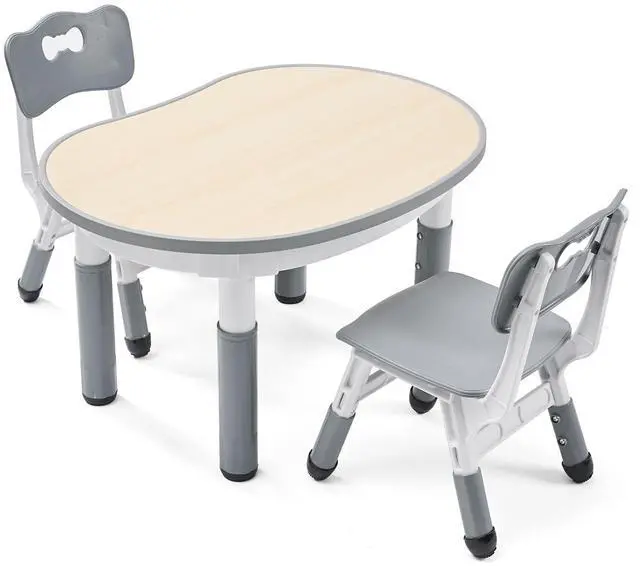 Main image of Kids Round Activity Table and Chairs Set, Height Adjustable Plastic Children Art Desk with 2 Seats, Kids Set Table Set