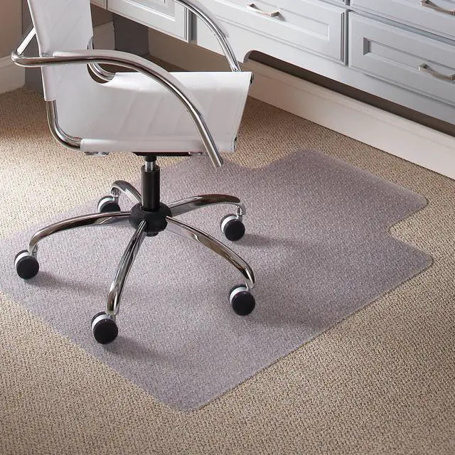 Main image of Chair Mat for Low Pile Carpet- Rectangle with Lip, Vinyl 36" x 48", Clear (128053)