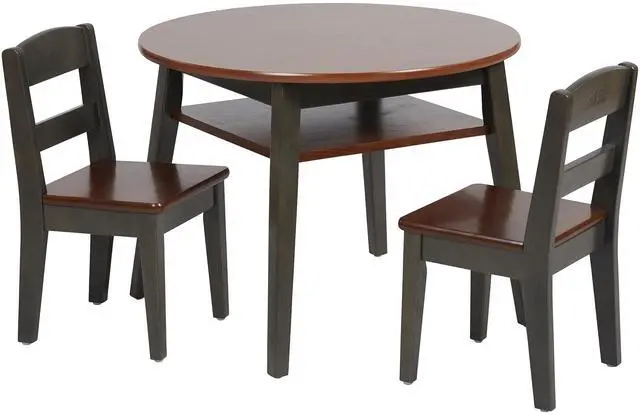 Main image of Hideaway Table and Chair Set, Kids Furniture, Dark Walnut/Grey Wash, 3-Piece