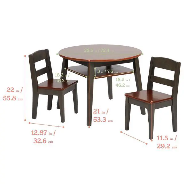 Alt view image 2 of 6 - Hideaway Table and Chair Set, Kids Furniture, Dark Walnut/Grey Wash, 3-Piece